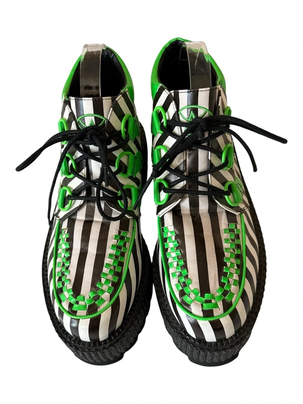 Dre Royane Cvlt Super Kreep platform creepers  black/white w/ green size 9 W,M 7